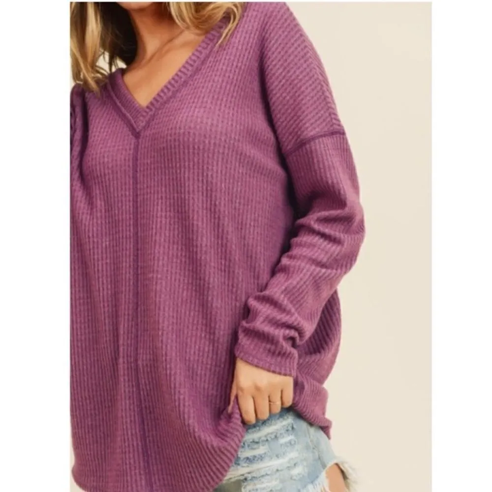 Waffle Brushed Knit V Neck Top‎ - Image 10