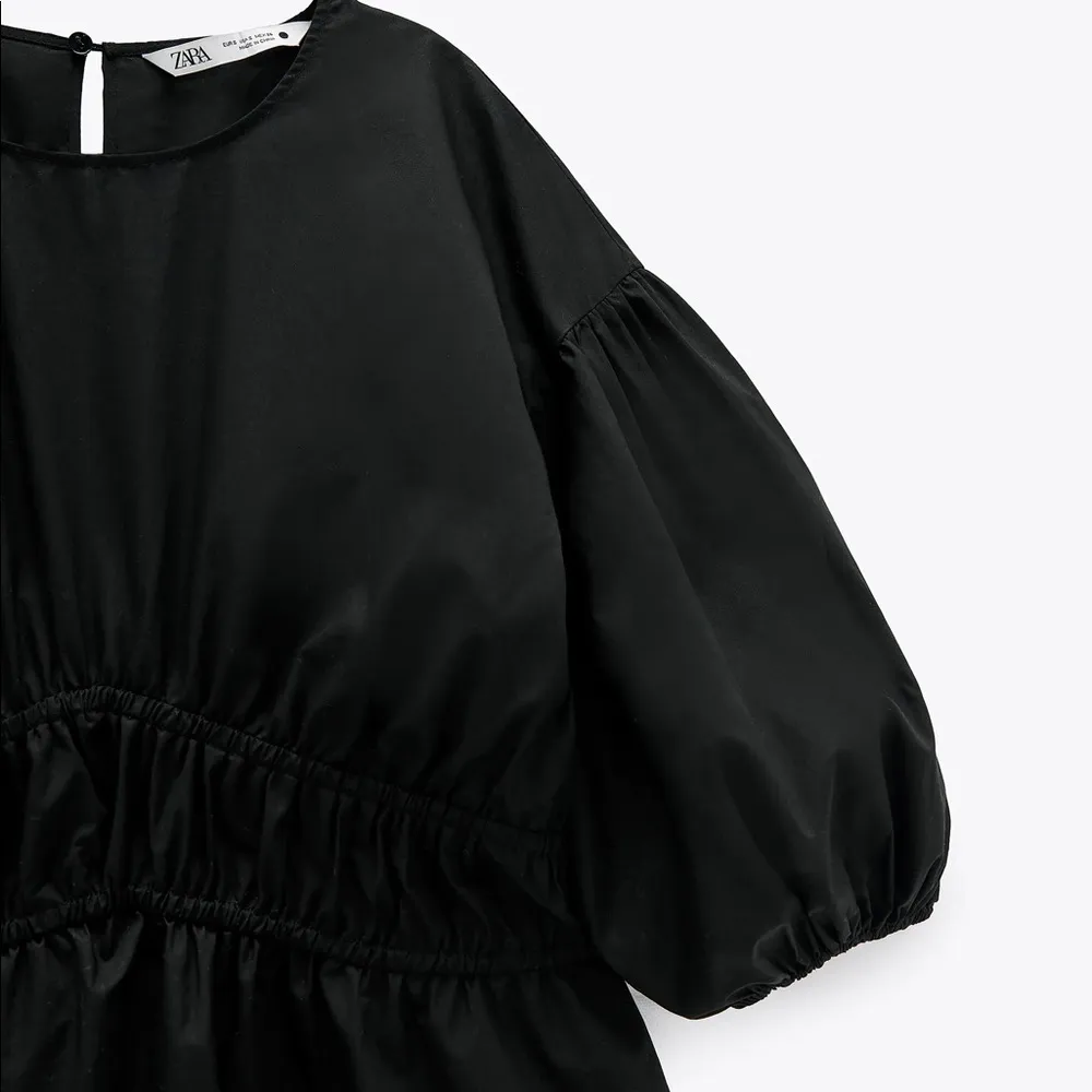 Zara Mini DRESS W/ MATCHING LACE TRIM BALOON SLEEVES Black Size XS NEW - Image 13