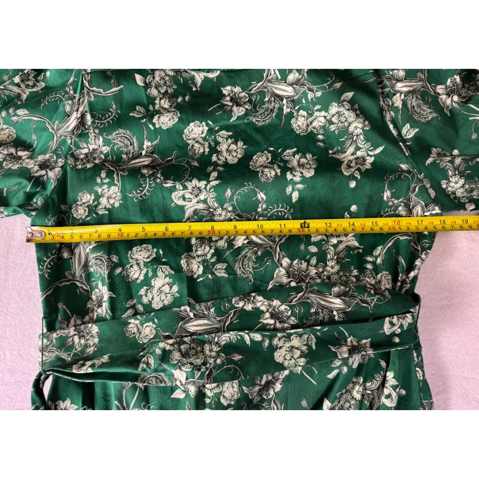 Alice Olivia Green Floral Wrap Mini Dress Size 12 - Image 8