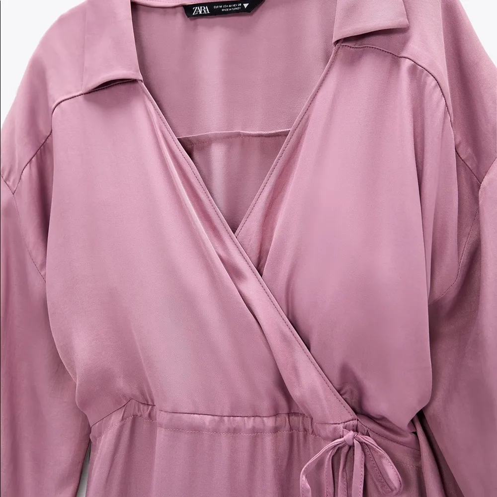 Zara SATIN EFFECT WRAP MIDI V-NECK DRESS Size XS NEW - Image 13