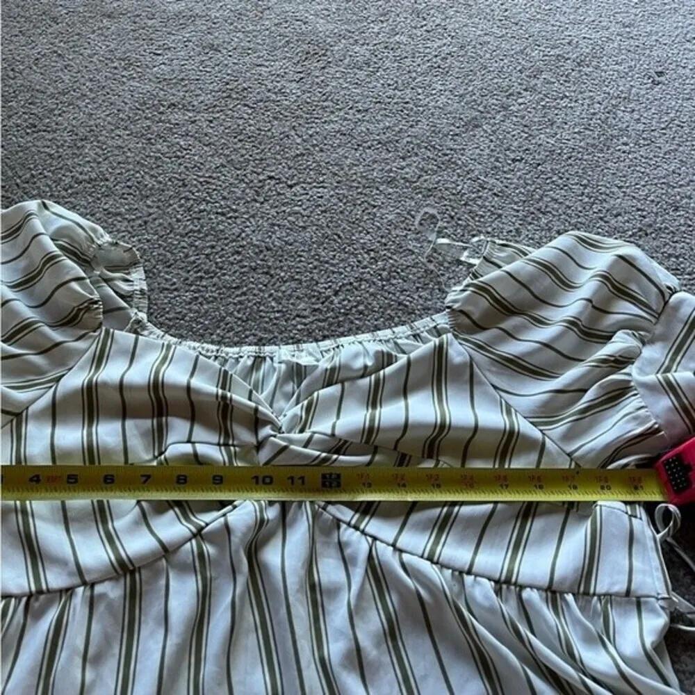 Society + Stitch Women’s Plus Size Green White Striped Tie V - Image 7