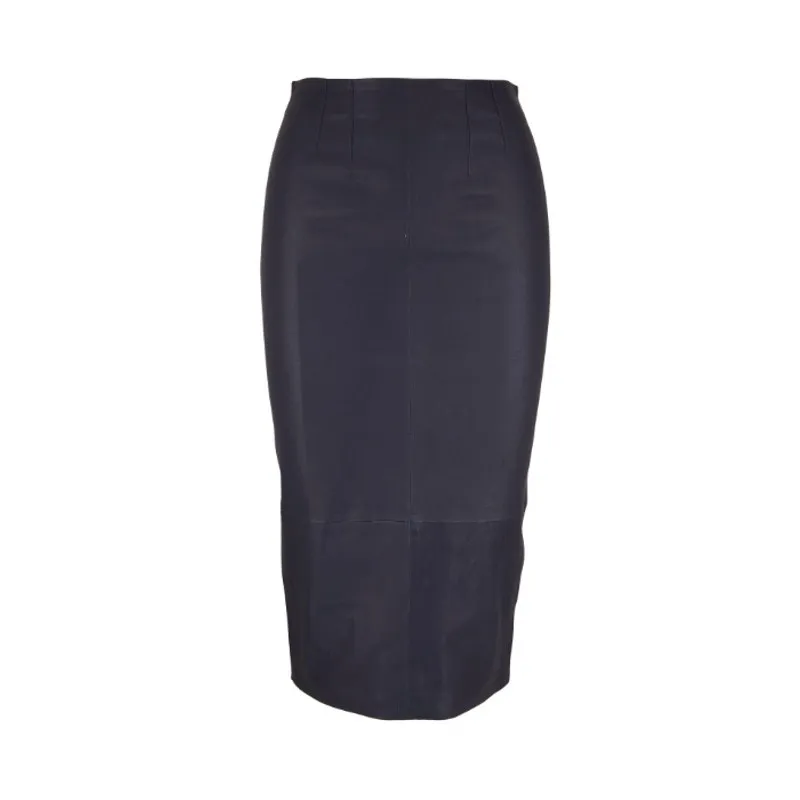 Veronica Beard Kaliyah Navy Leather Pencil Skirt - Image 7