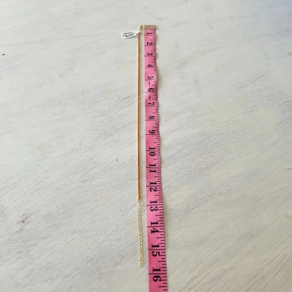 Free People Delicate Everyday Rhinestone Necklace NWT Orange Gold - Image 5