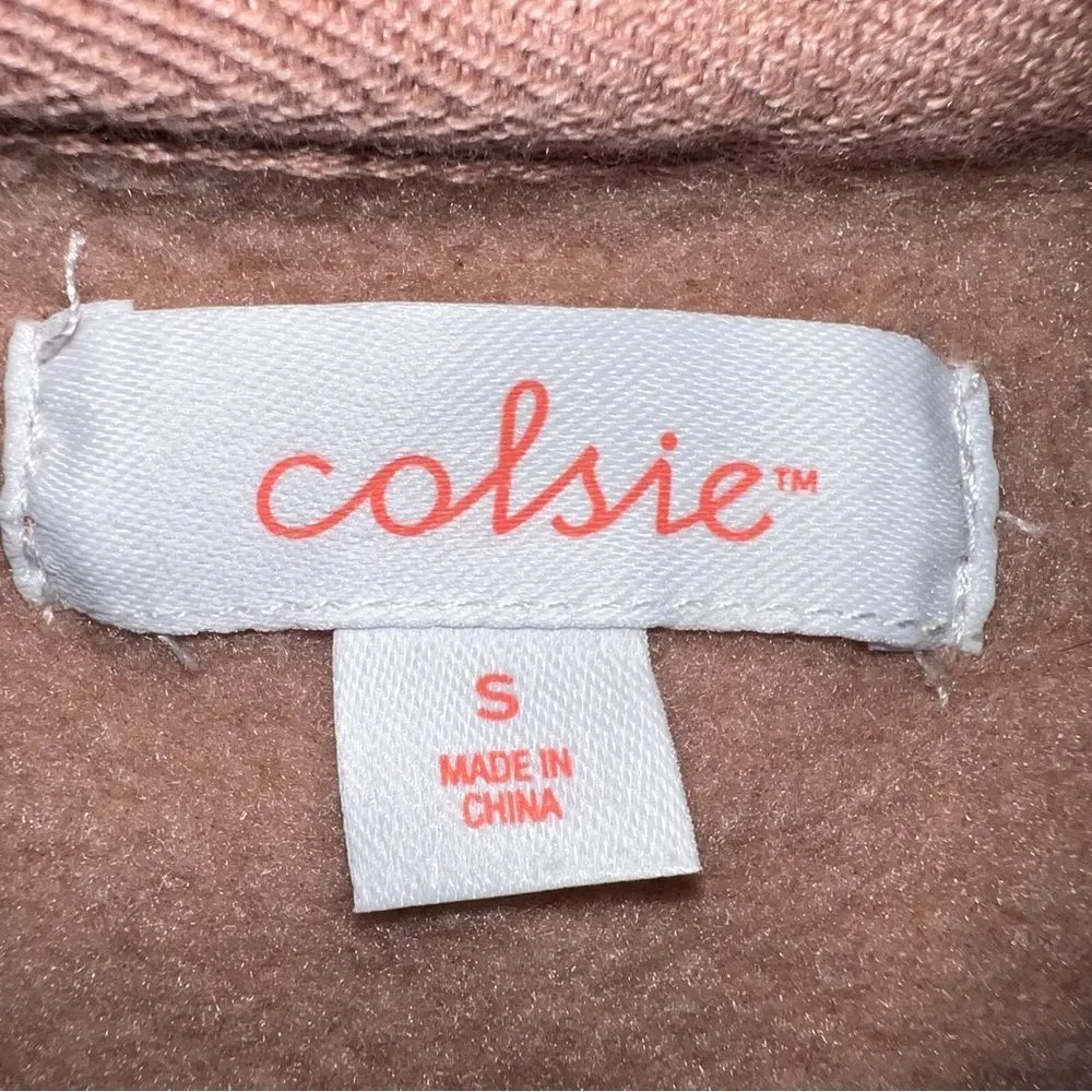 Colsie Mauve/Dusty Pink Cropped Crew Neck Long Sleeve Sweatshirt Size S - Image 9