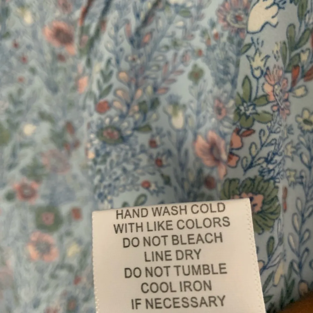 Rose & Olive Sz 2X Blue Floral Semi Sheer 3/4 Sleeve Pleated Blouse Bohemian - Image 6