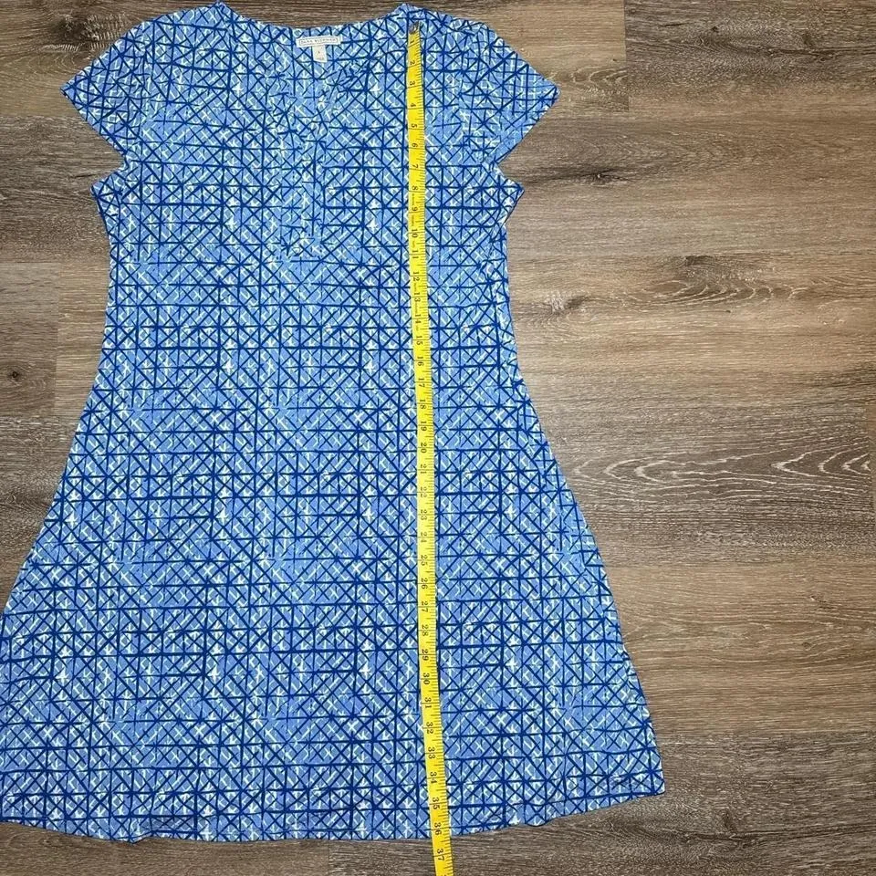 Dana Buchman Women's Blue White Casual Short‎ Sleeve Dress Size Large - Image 4