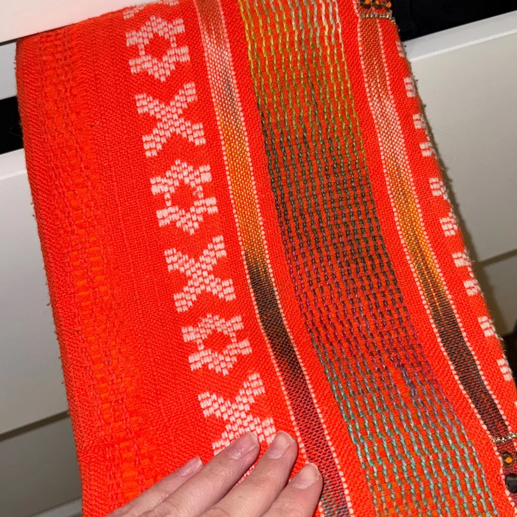 Vibrant Orange Beaded Clutch - Image 2