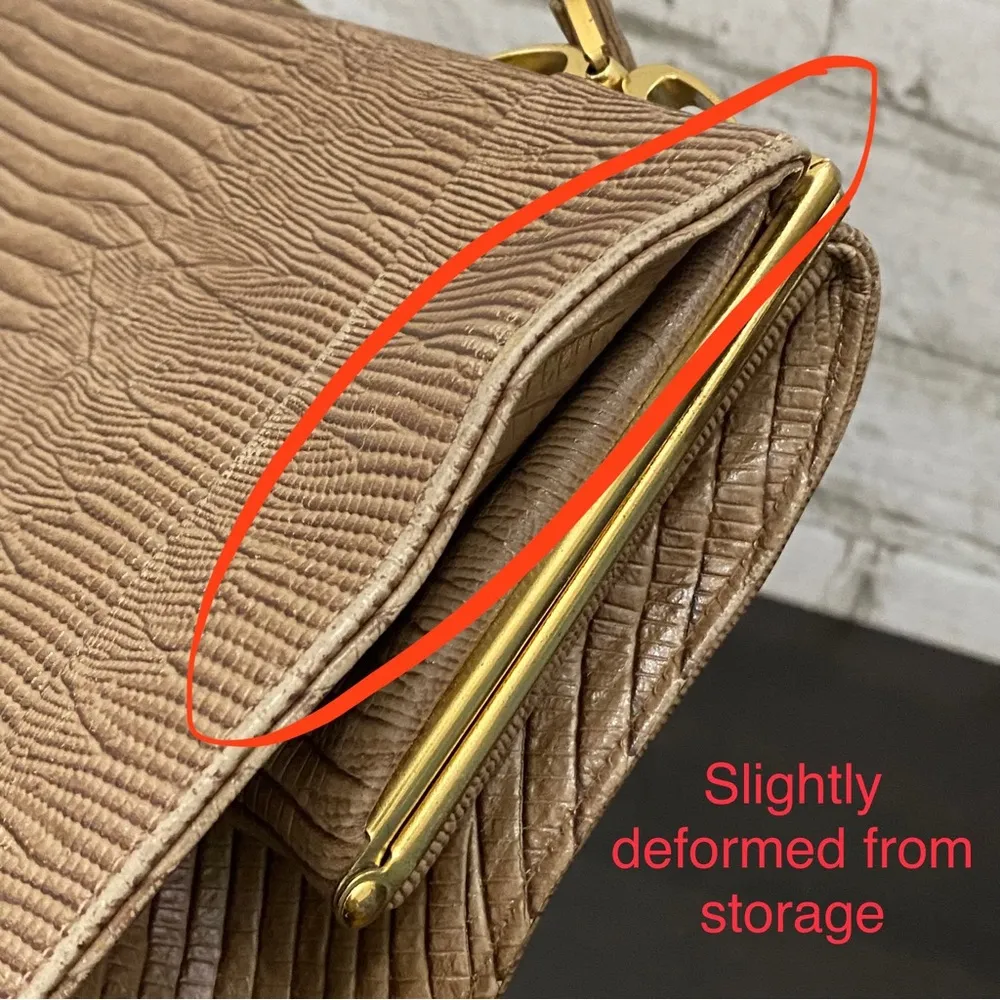 Vintage Mam 'Selle New York MidMod Lizard Textured Leather Tan Clutch Handbag - Image 16