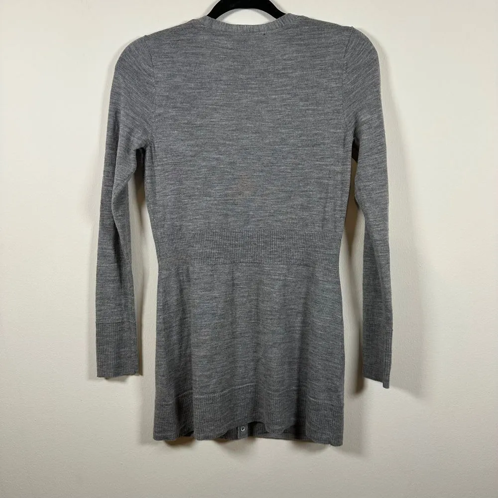 White House Black Market 100% Merino Wool V Neck Button Cardigan‎ - Image 2