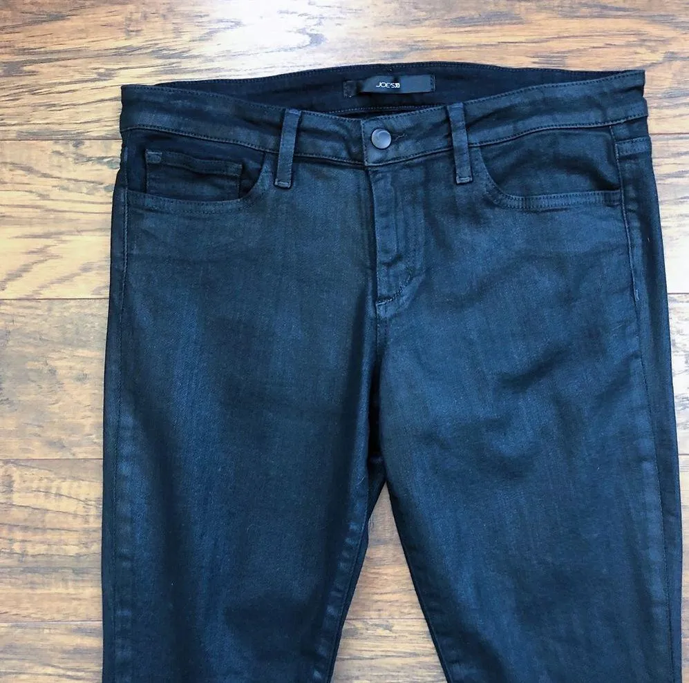 JOE'S • The Skinny jeans Coated Black waxed denim mid rise moto grunge stretch - Image 3