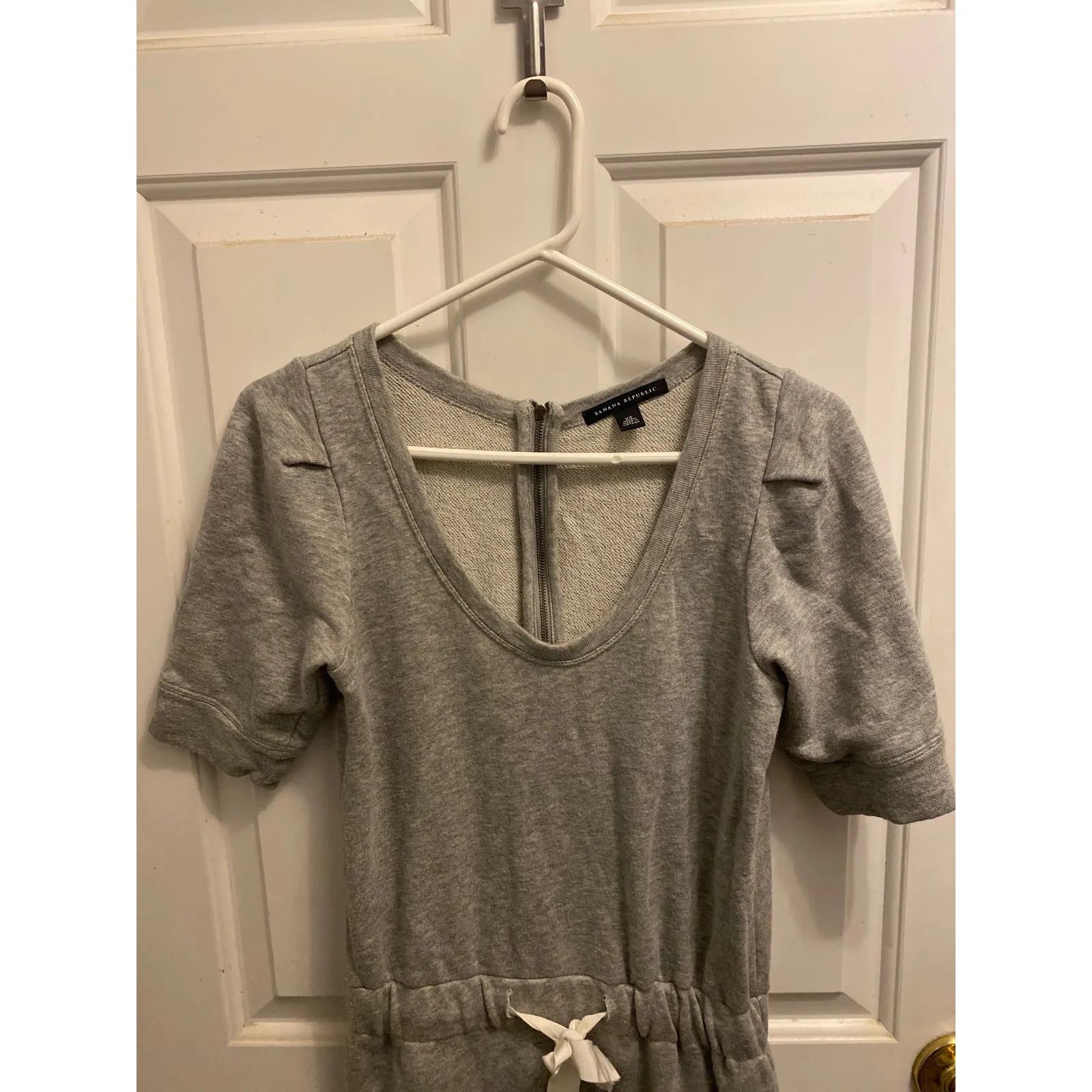 Banana Republic Women's Size XS Grey Pima Cotton Modal Short Sleeve Dress Knee - Image 2