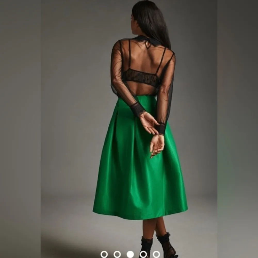 Anthropologie Maeve Asymmetrical Sateen Skirt sz 2 kelly green - Image 2