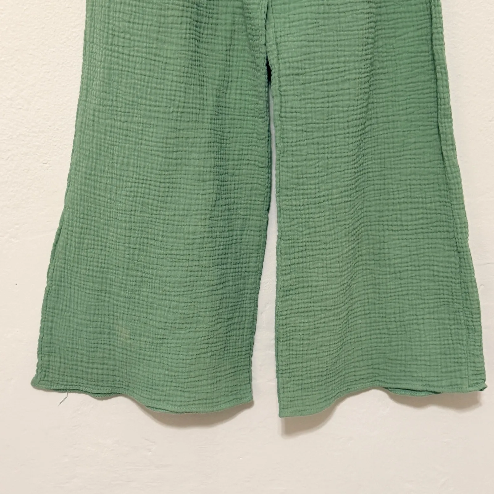 Banjara Green Gauze Wide Leg Pants Size XS High Waist Tie Waist Boho Lightweight - Image 5
