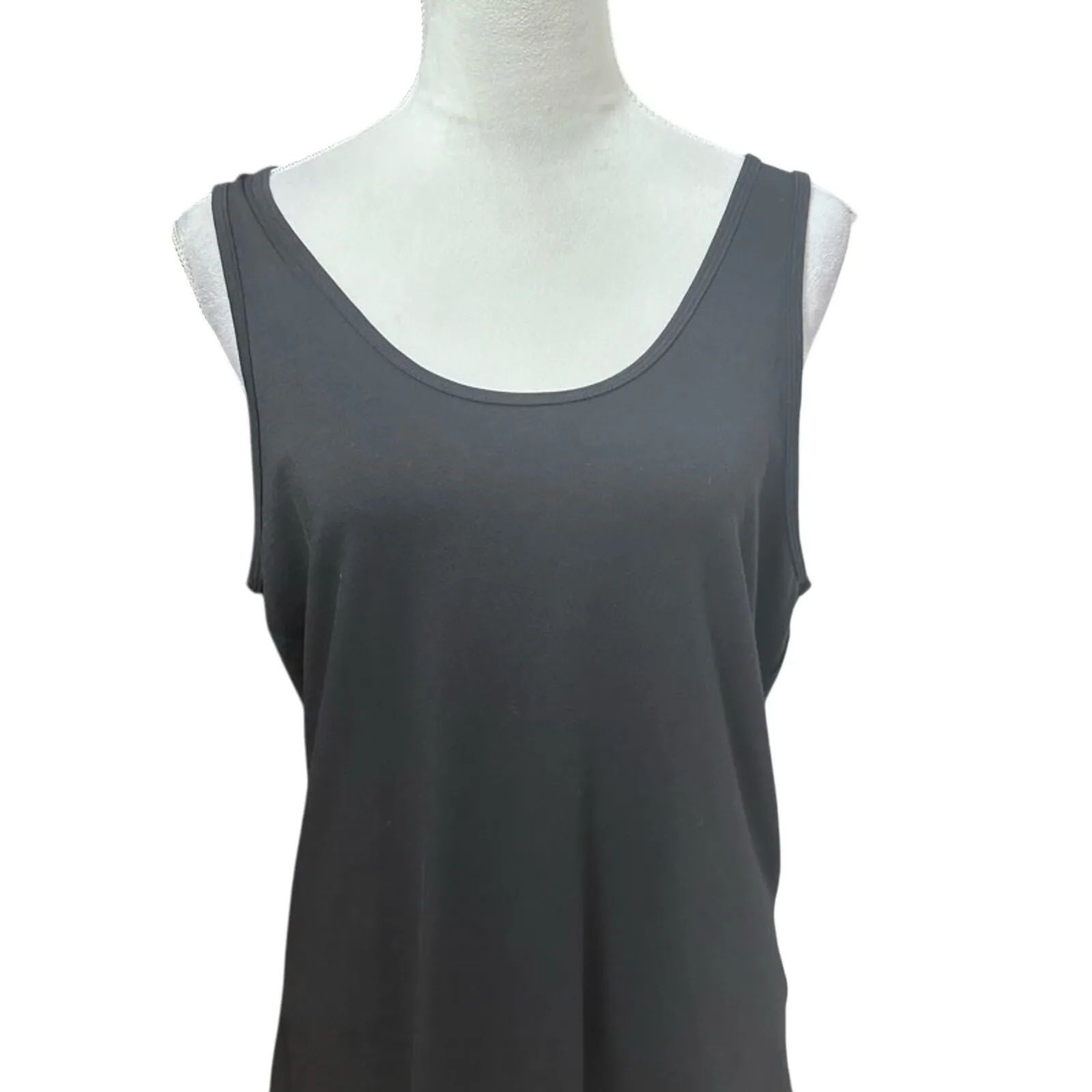 Nordstrom Tank Top Sleeveless Scoop Neck Cotton Blend Stretchy Black W XXL NWOT - Image 2