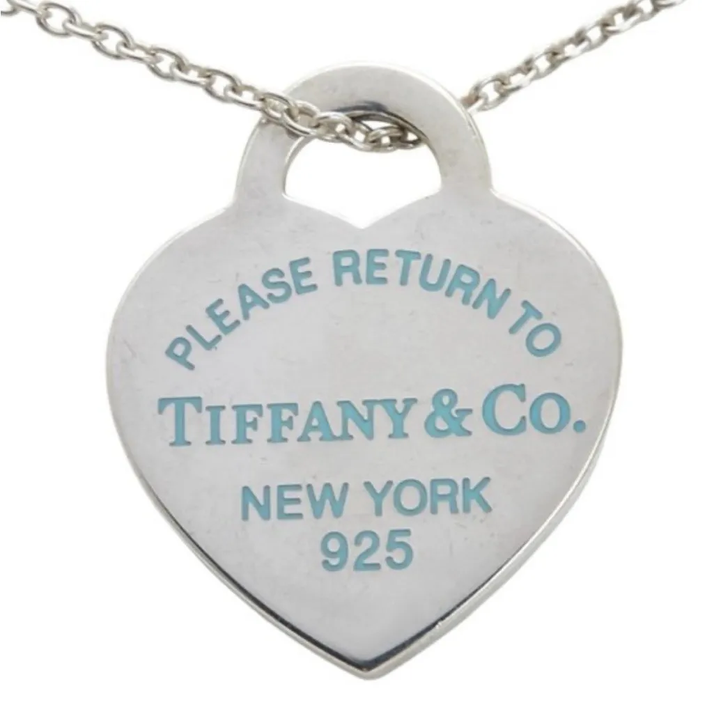 Rare Tiffany & Co. Return to Tiffany Blue Letters Heart Tag Necklace Pendant - Image 3
