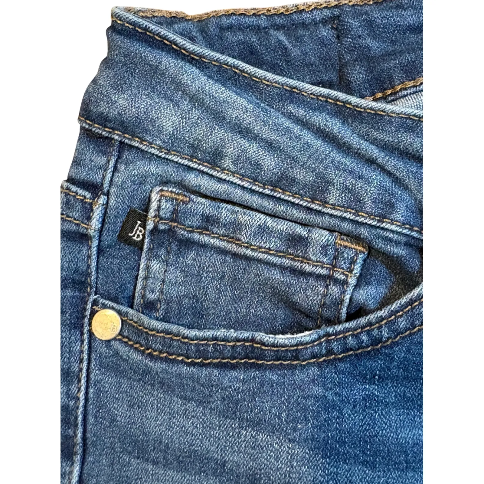 Judy Blue Crop Flare Fit Jeans Distressed Frayed Hem Blue Denim Size 5 (27) - Image 11