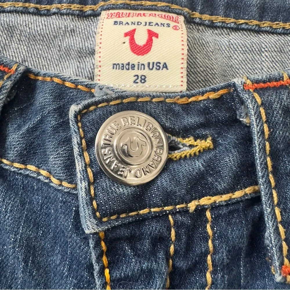 True Religion Size 28 Made in USA Vintage Joey Short Big T Jeans Shorts Womens - Image 4