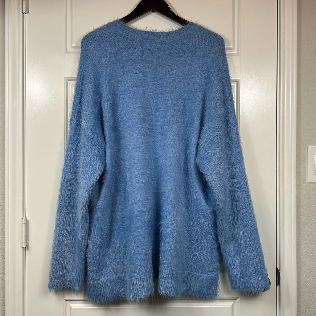 Show Me Your MuMu Cozy Forever Fuzzy Blue Oversized Sweater or Dress Size XL - Image 3