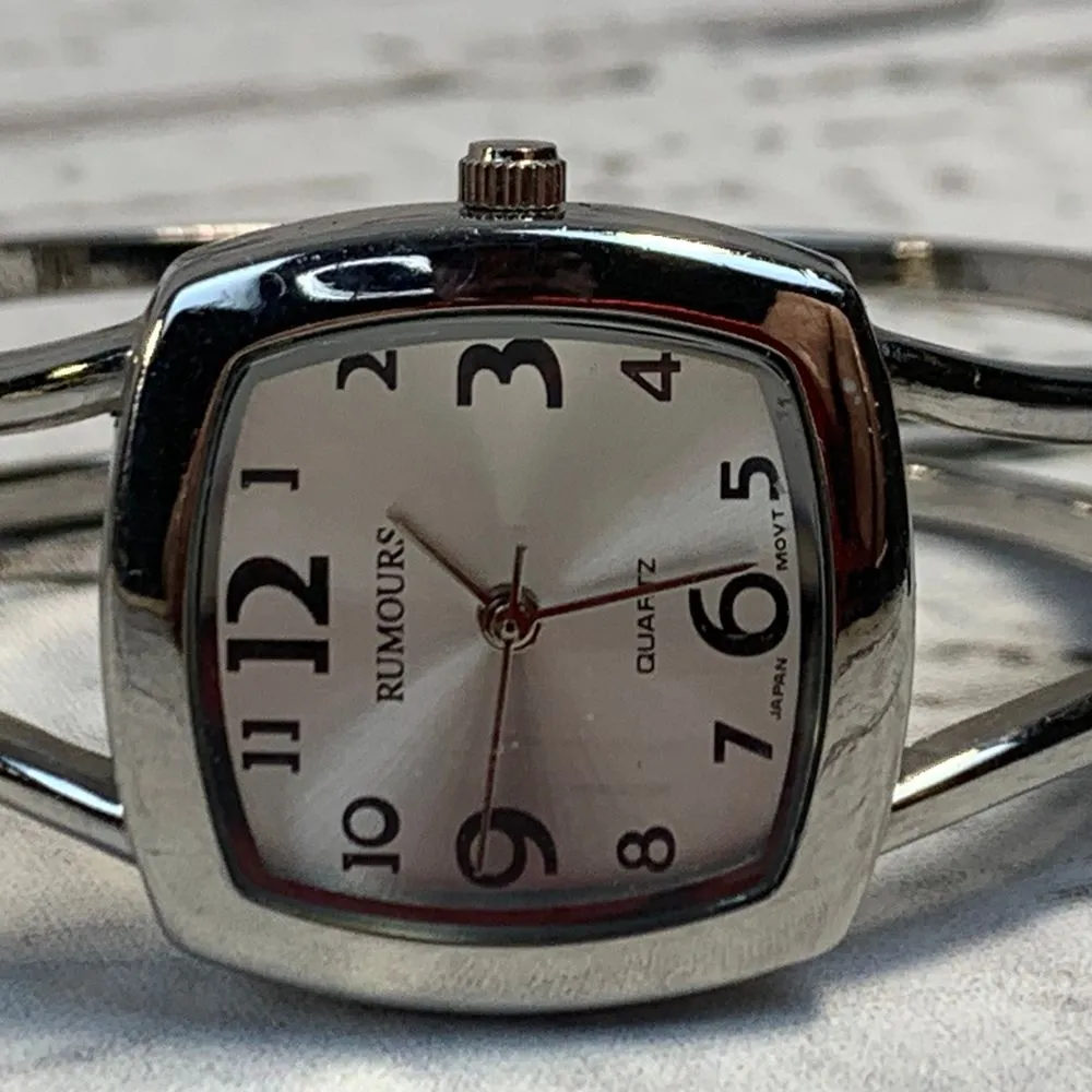 Rumours Silver Tone Bangle Watch Square‎ Face Japanese Movement Quartz Timepiece - Image 2