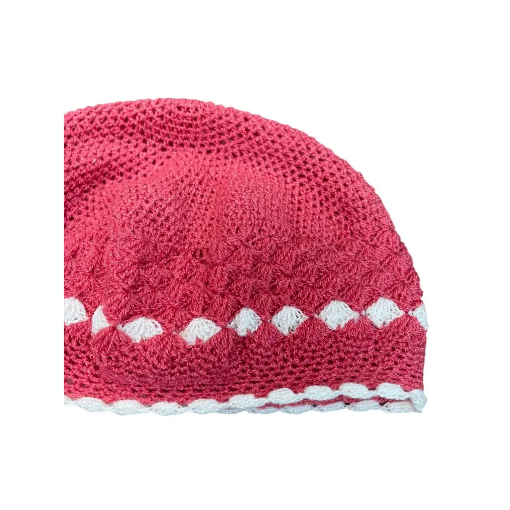 Handmade Floral Detailed Coral Beige Crochet Womens Beanie Hat Cap SKU 9575 - Image 6