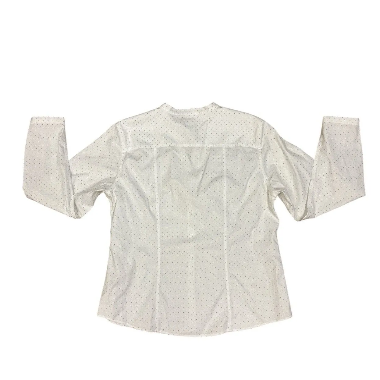 LL Bean Women’s White And Black Polka Dot 3/4 Length Button Down Size Medium - Image 4