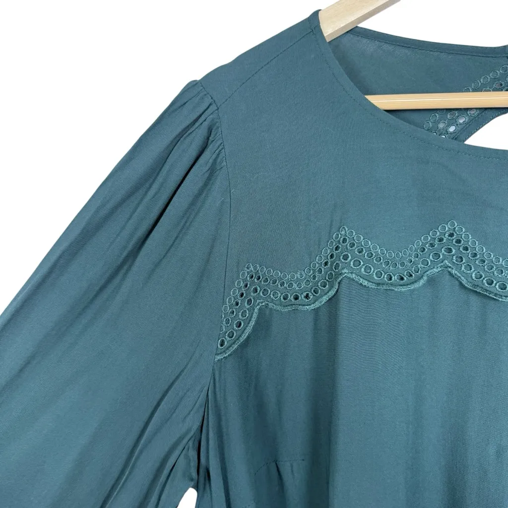NWT Loft Plus Women’s Eyelet Open Back Keyhole Blouse Dark Green Size 18 - Image 4