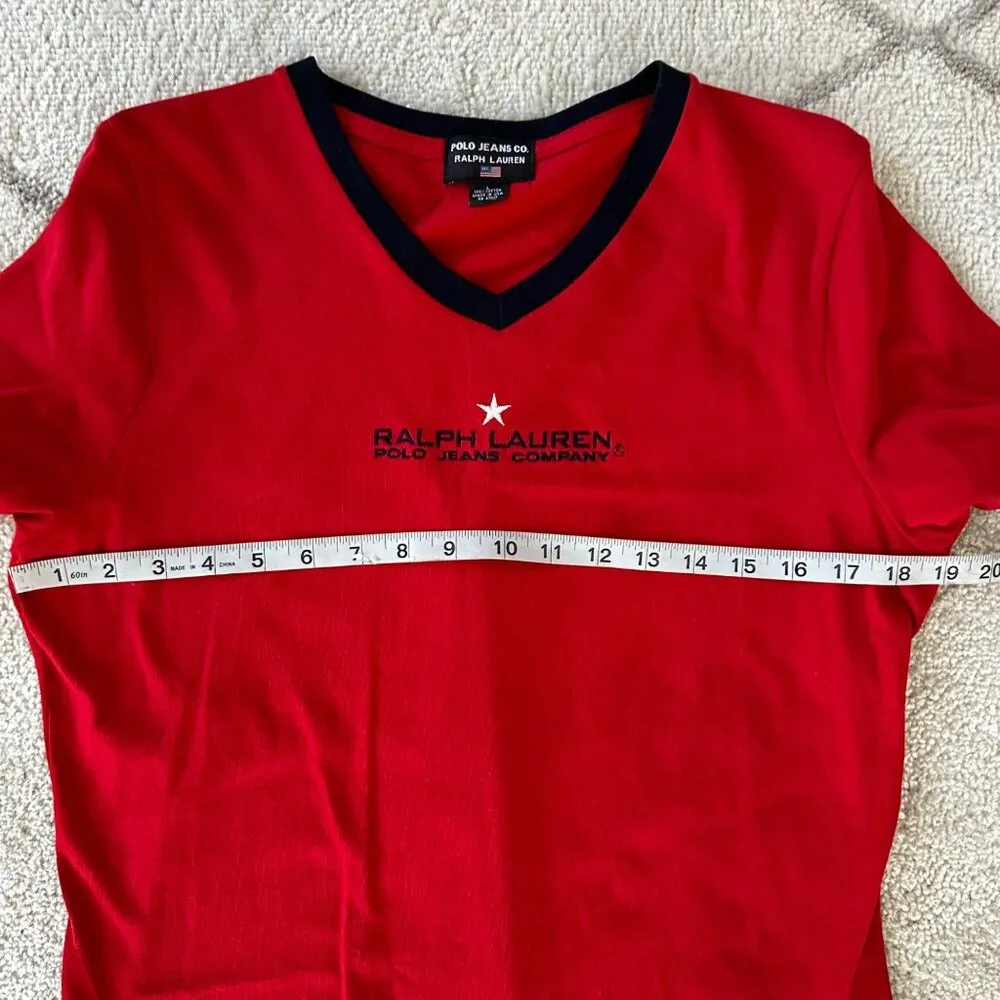 Vintage 90s Polo Jeans Co. Red Short Sleeve Shirt Dress 100% Cotton Ralph Lauren Size L - Image 5