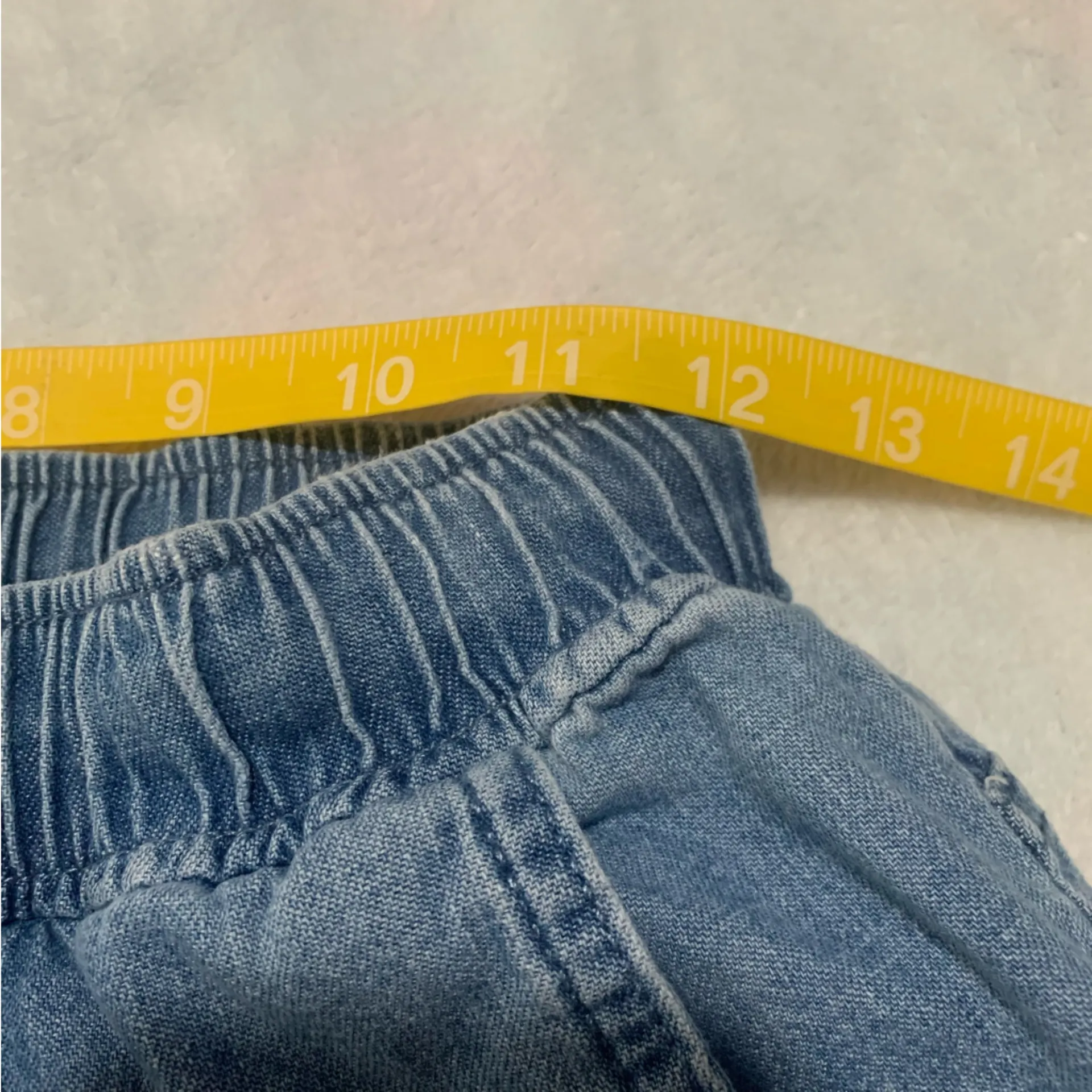 Disney size medium High Waist Blue Denim Shorts Floral Mushroom tinkerbell pull - Image 8