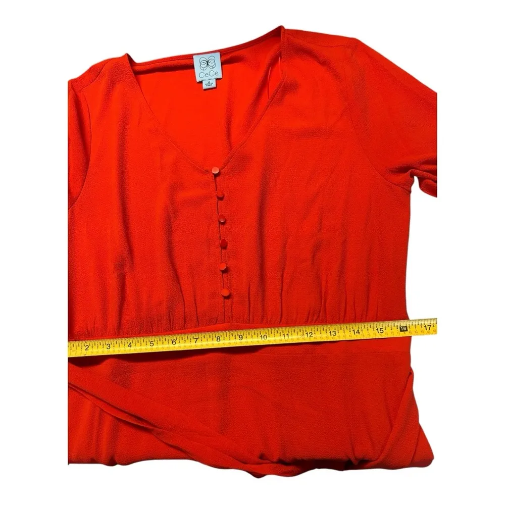 $139 CECE NEW Women’s Red Ruffled-Sleeve Cascading Belted Fit & Flare Dress 14 - Image 12