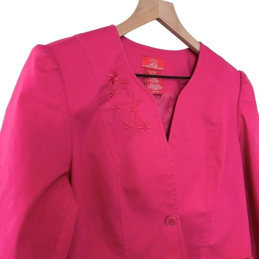Women's Vintage Oscar De La Renta pink suit blazer jacket size 10 - Image 2