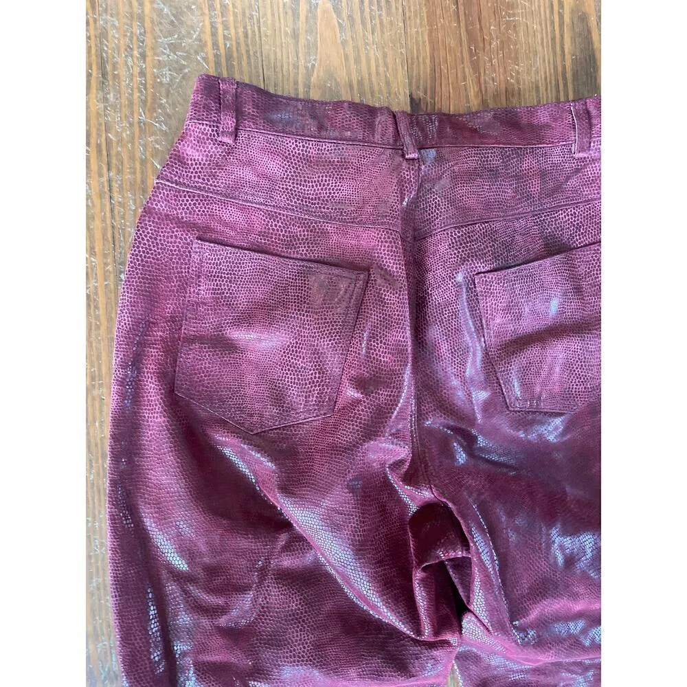 Vintage Margaret Godfrey High Rise Burgundy/Red 100% Leather Suede Pants, sz 12 Red - Image 6