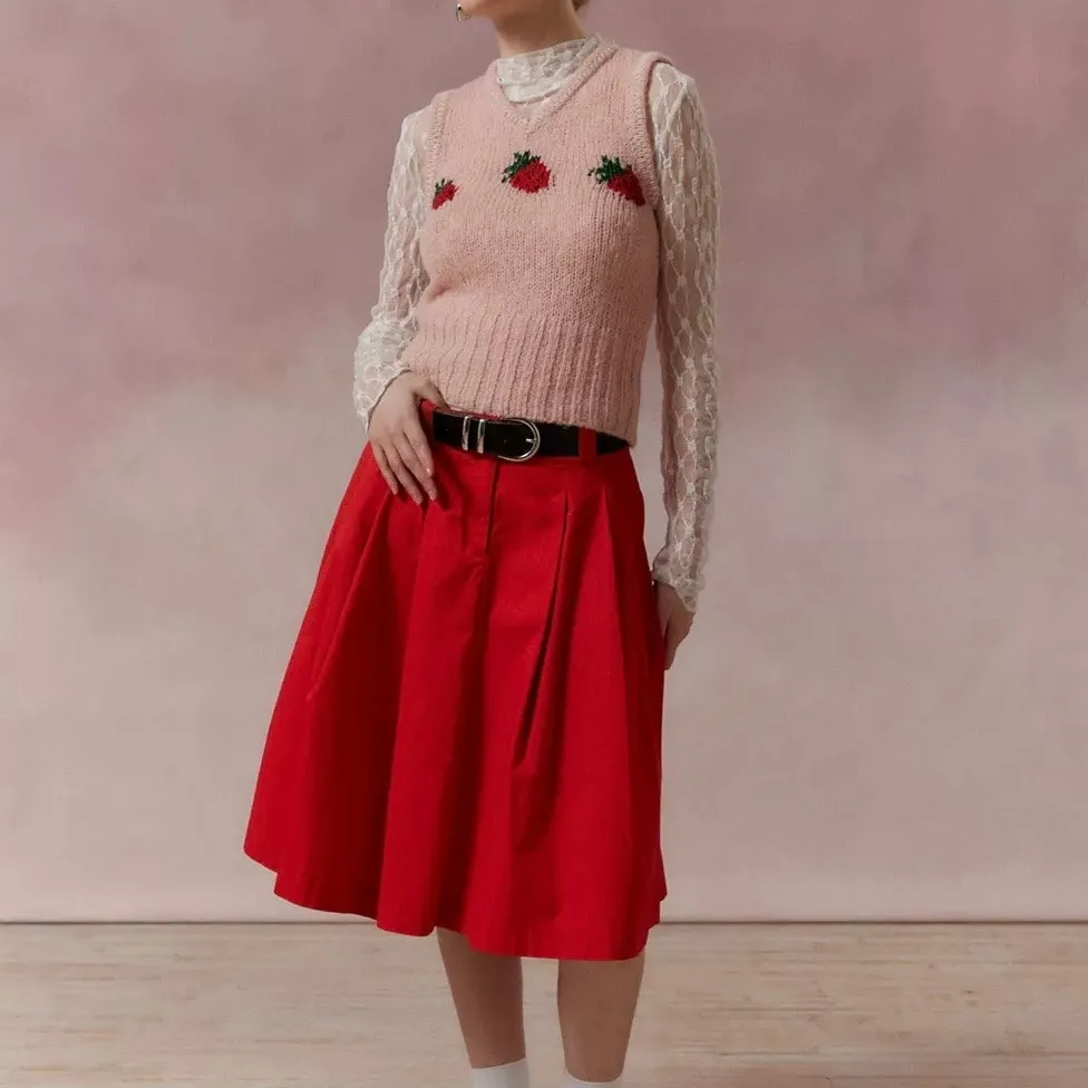 Kimchi Blue Jones Pink Sparkly Strawberry Printed Sweater Vest Knit Size Medium - Image 7