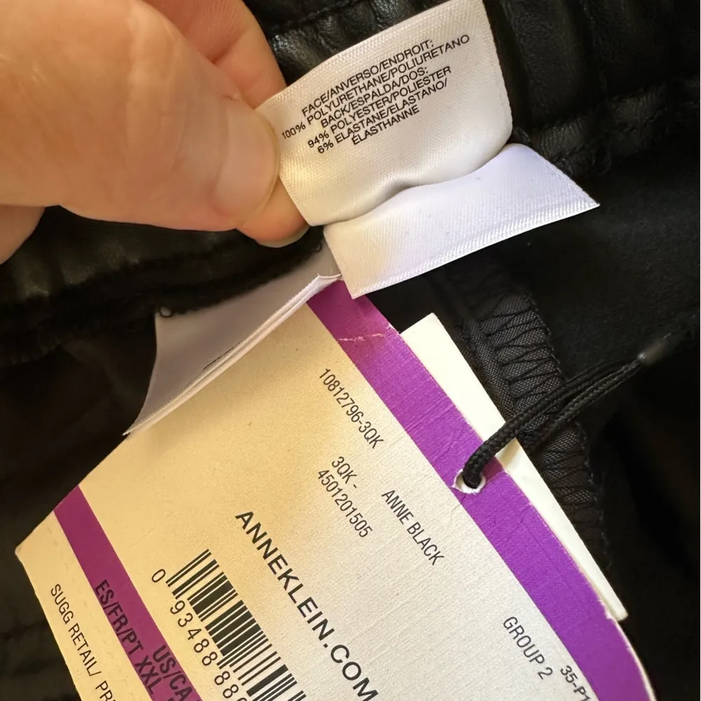 NEW Ann Klein Pull On Cinched Waist Faux Leather Pants Size XXL Black Gorpcore - Image 9