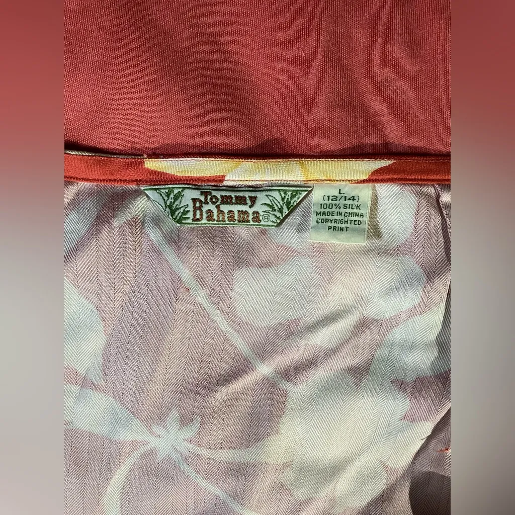Vintage Tommy Bahama Burnt Orange Floral Print Silk Wrap Skirt & Silk Mix Tank L - Image 13