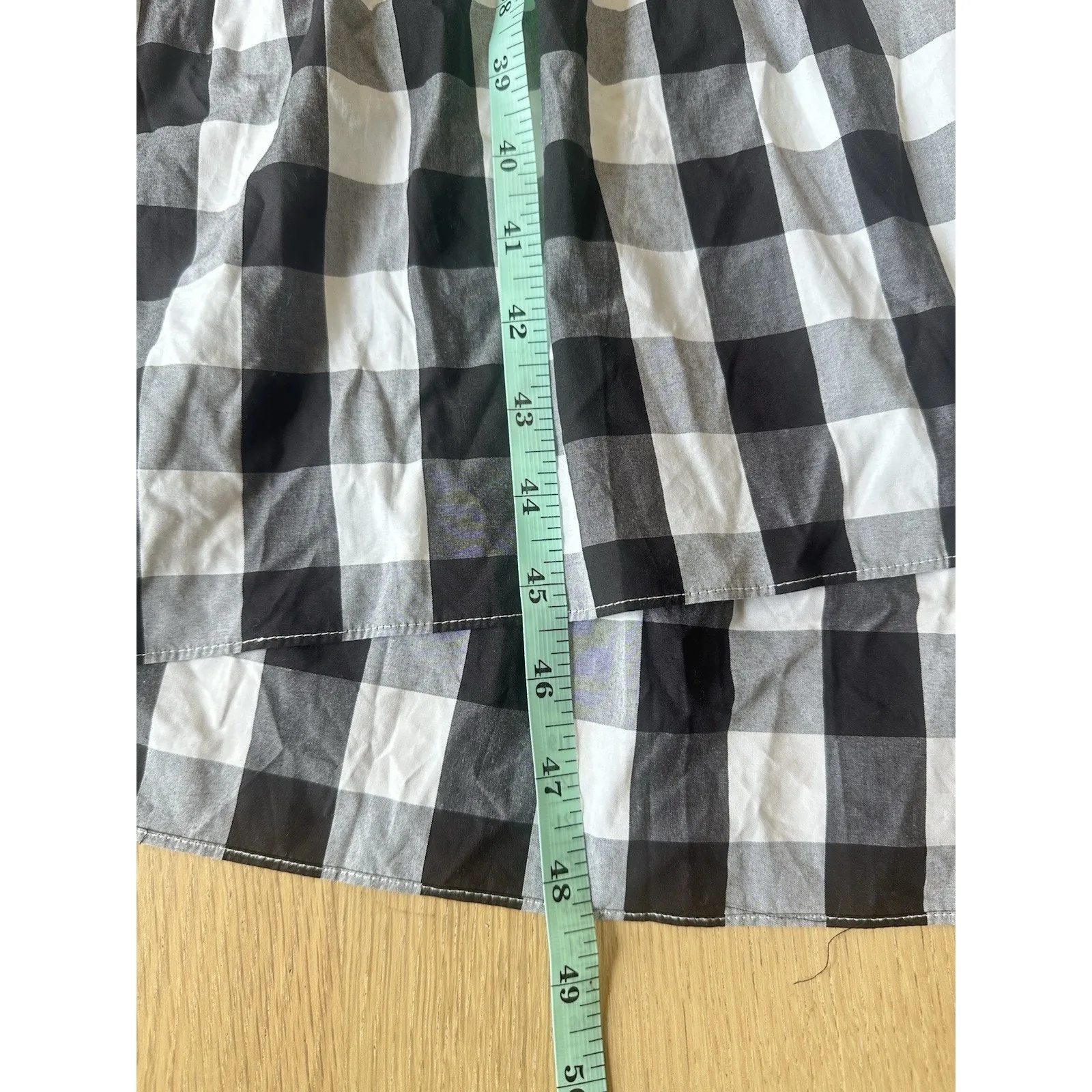 JCREW BLACK GINGHAM POPLIN RUFFLE MIDI DRESS SIZE 0 NWT - Image 6