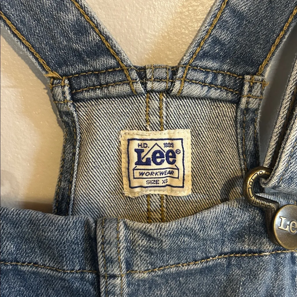 Lee Denim Shortalls‎ Womens XS Blue Overalls Shorts Workwear Stretch Y2K Vintage - Image 2