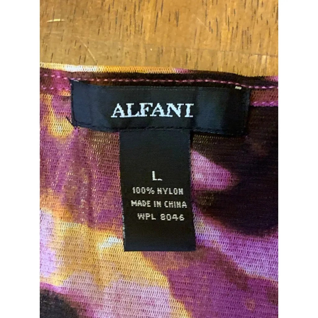 Alfani Blouse Large Purple Black Golden Yellow Embroidered Bead Embellishment - Image 2