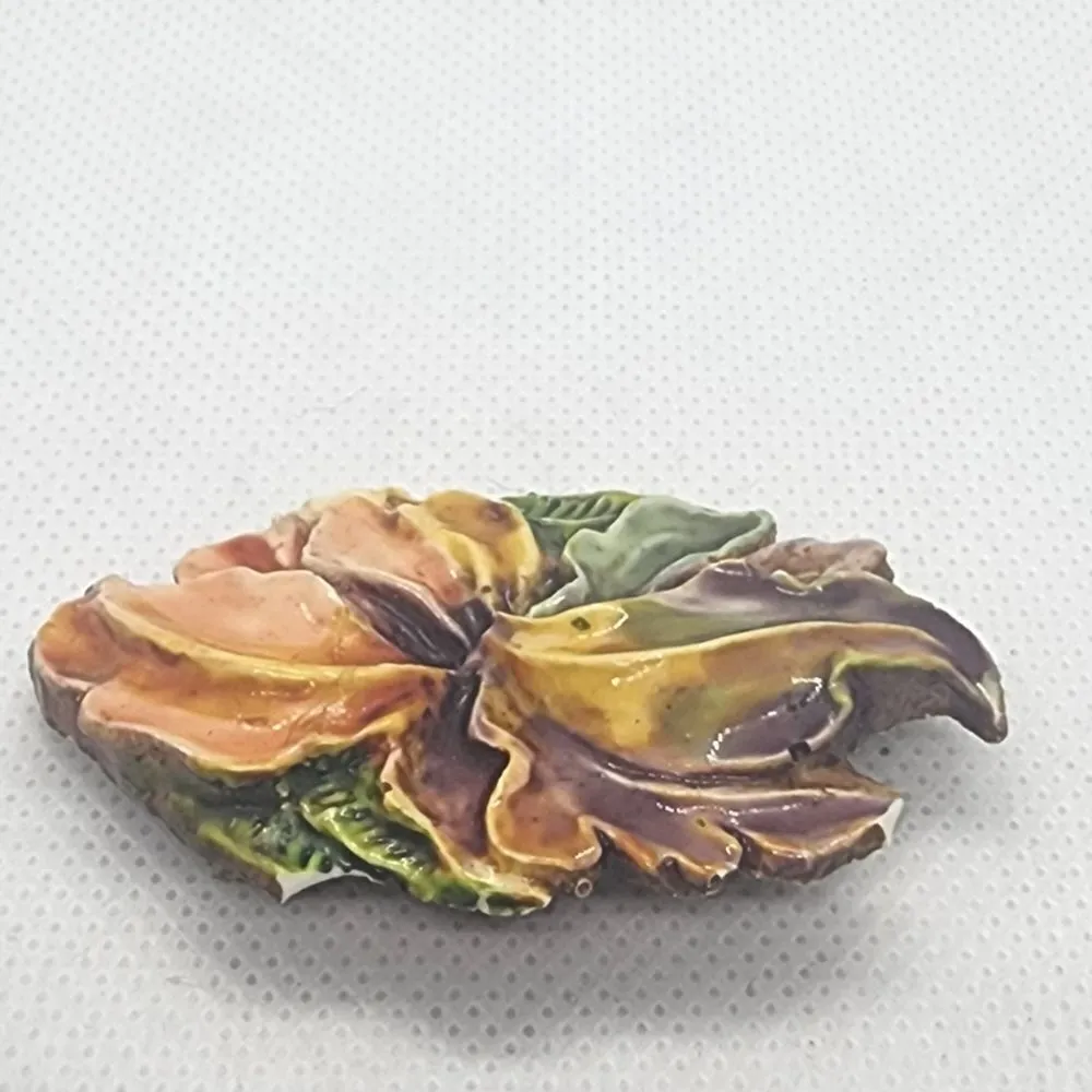 Vintage West Germany Flower Brooch Orange - Image 4