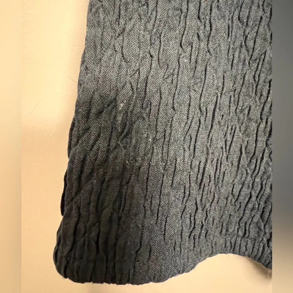 Eileen Fisher Stand Collar Zip Jacket Midnight Navy Crinkle Gauze Texture Sz M - Image 7