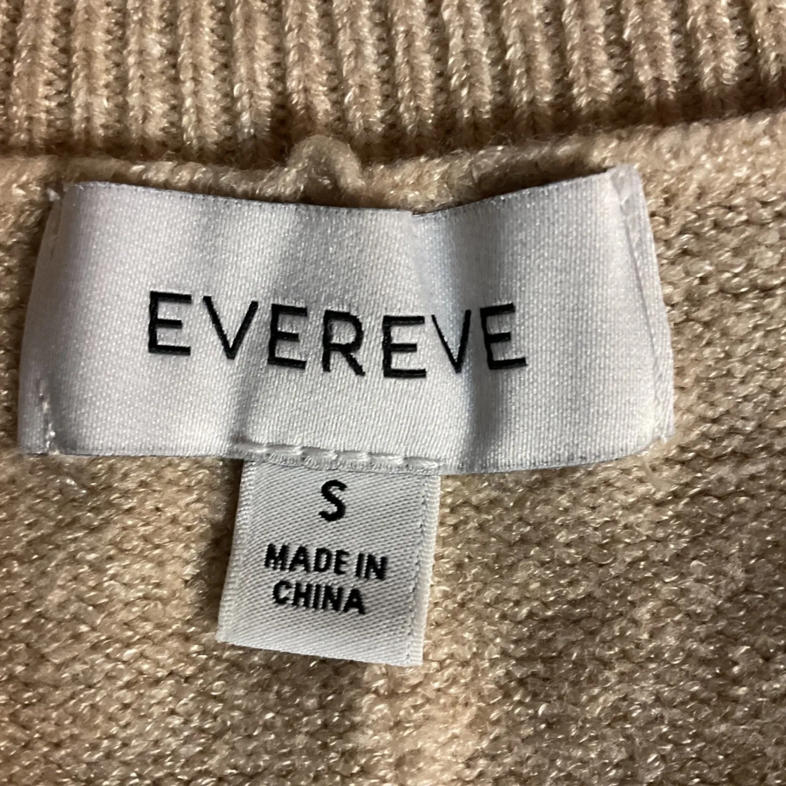 Evereve Women's Ribbed Trim Long Sleeve Pullover Turtleneck Sweater Beige Size S - Image 6