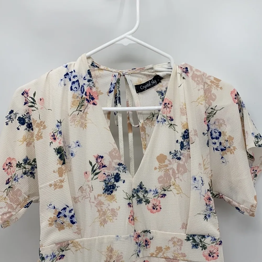 Crystal Sky jumpsuit wide leg open back tie waist spring floral Size undefined - Image 3