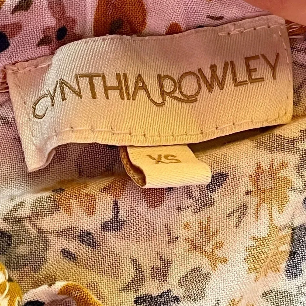 Cynthia Rowley Floral Babydoll Mini Dress XS – Yellow Blue White Peasant Tiered - Image 9