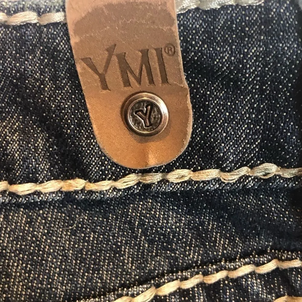 YMI Dark Wash and White Stitching  Straight Leg Jeans - Image 13