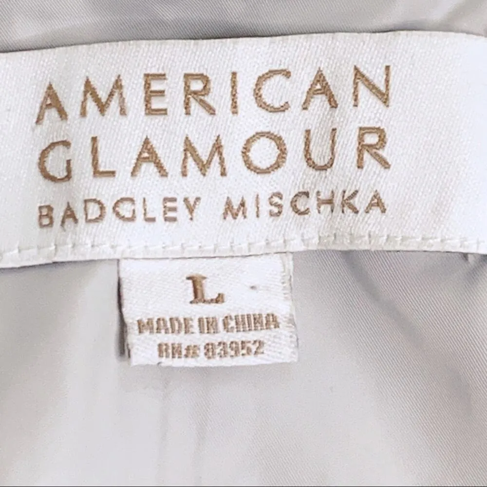 American Glamour Badgley Mischka Jacket Coat Rain Trench Jacket Coat Large Silver - Image 2