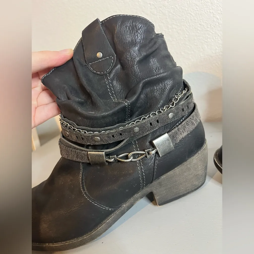 Jellypop Nashville Kinney Grunge Gunmetal Chain Grunge Rock Ankle Booties Sz 8.5 - Image 13