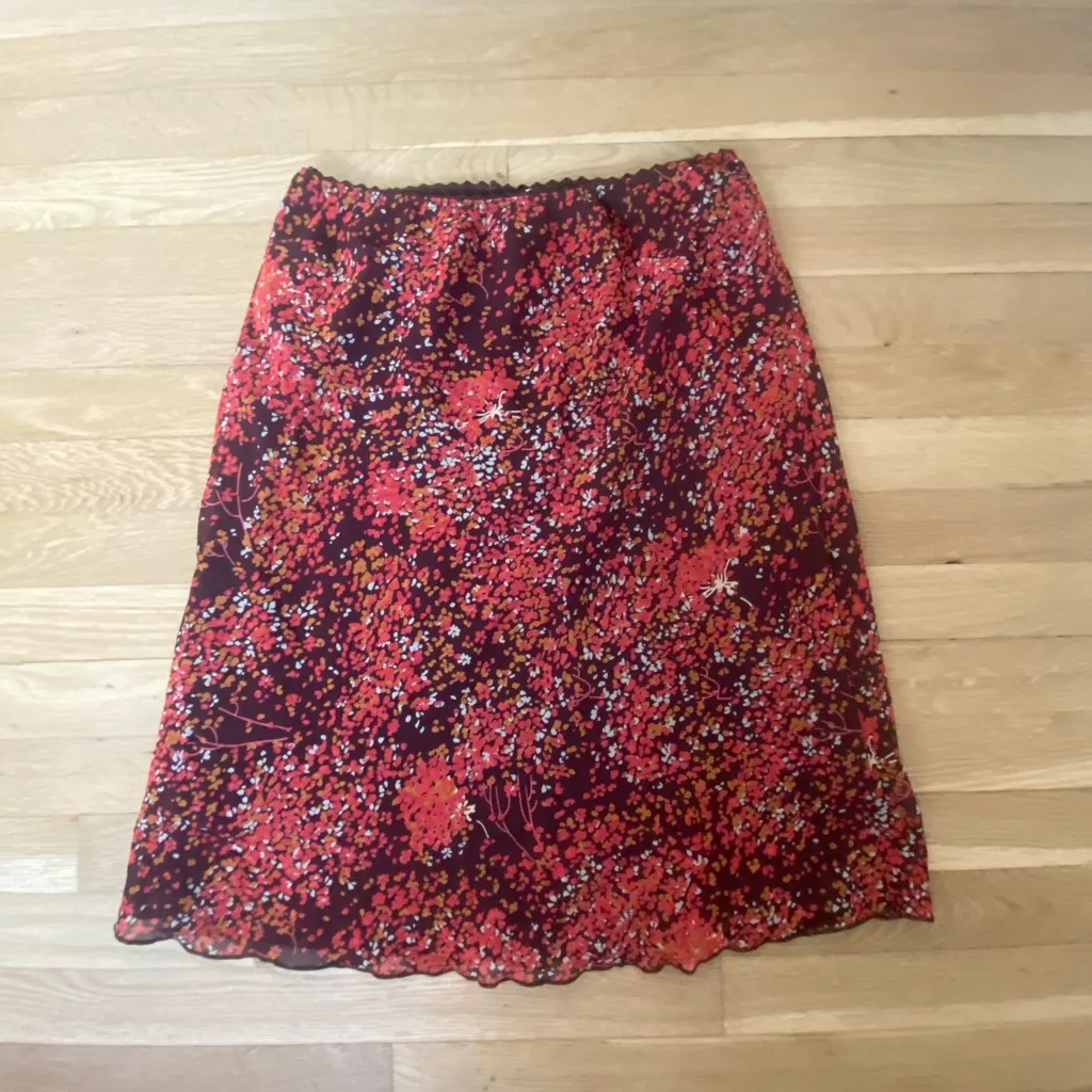 Vintage 90s Floral Midi Skirt - Scalloped Hem - Size Extra-Large - Fashion Bug - Image 3