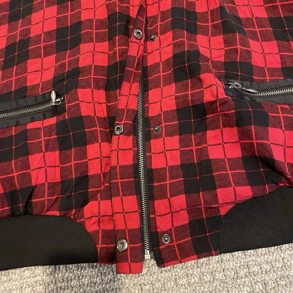 Torrid Jacket Womens 4X Plus Reversible Bomber Red Black Plaid Full Zip Pockets - Image 5