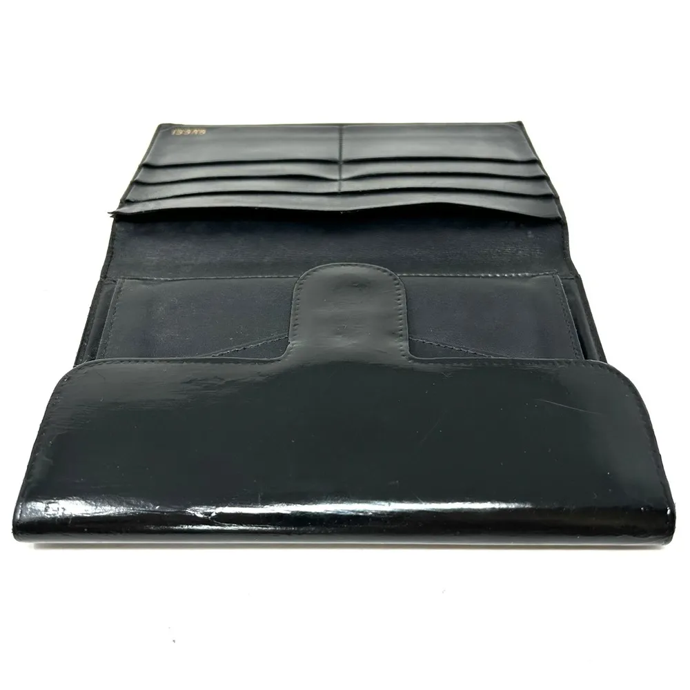 horsebit black leather trifold vintage wallet, made in Italy - Image 9
