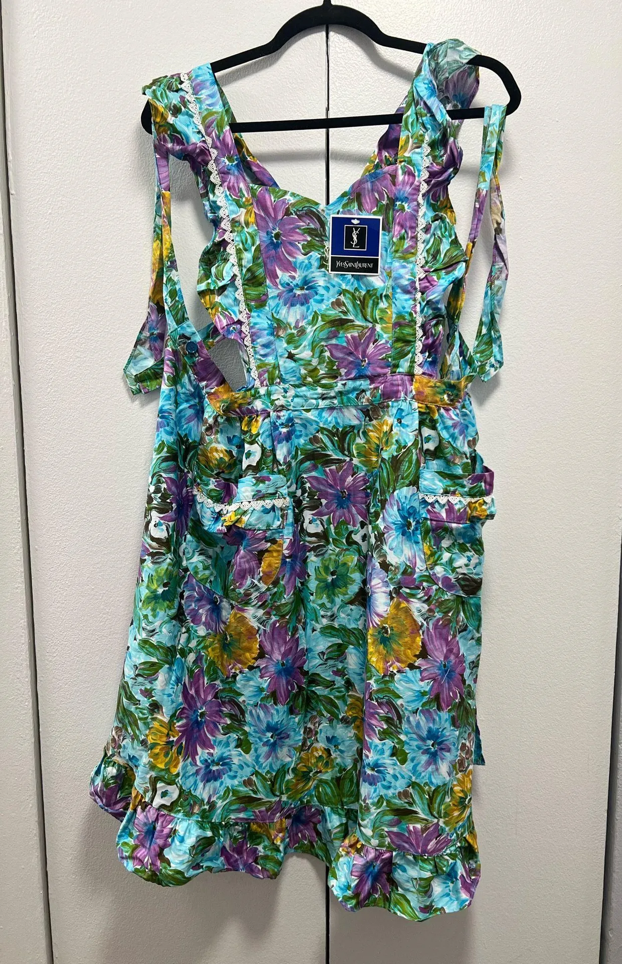 Yves Saint Laurent floral apron vintage - Image 4