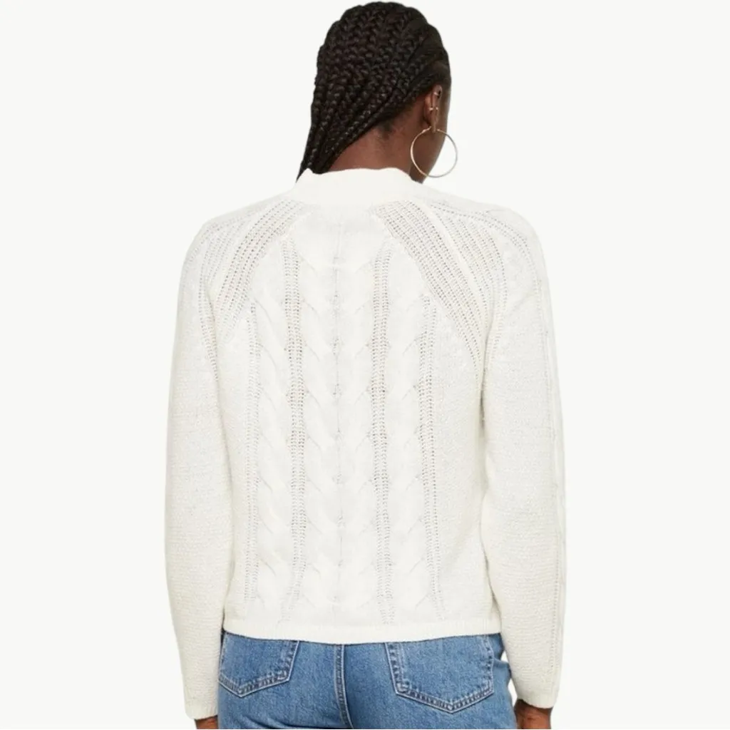 NWT Banana Republic Italian Merino Wool Cable Knit Sweater | Sz Medium | Ivory - Image 3